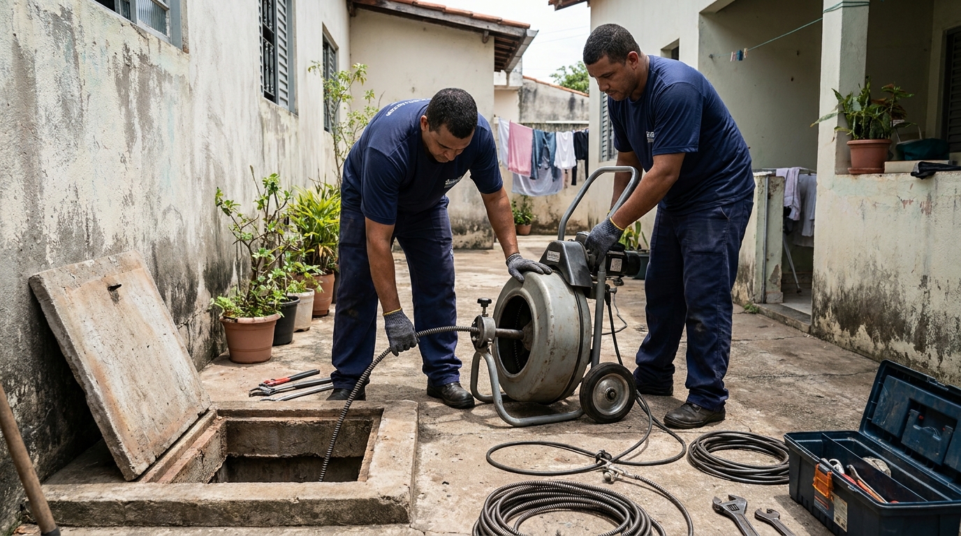 Desentupimento de rede de esgoto em Barueri‑SP